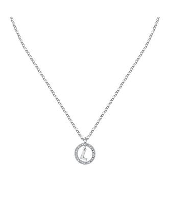 Letter L Steel Necklace With Clear Crystal LPS10ASF17 For Women