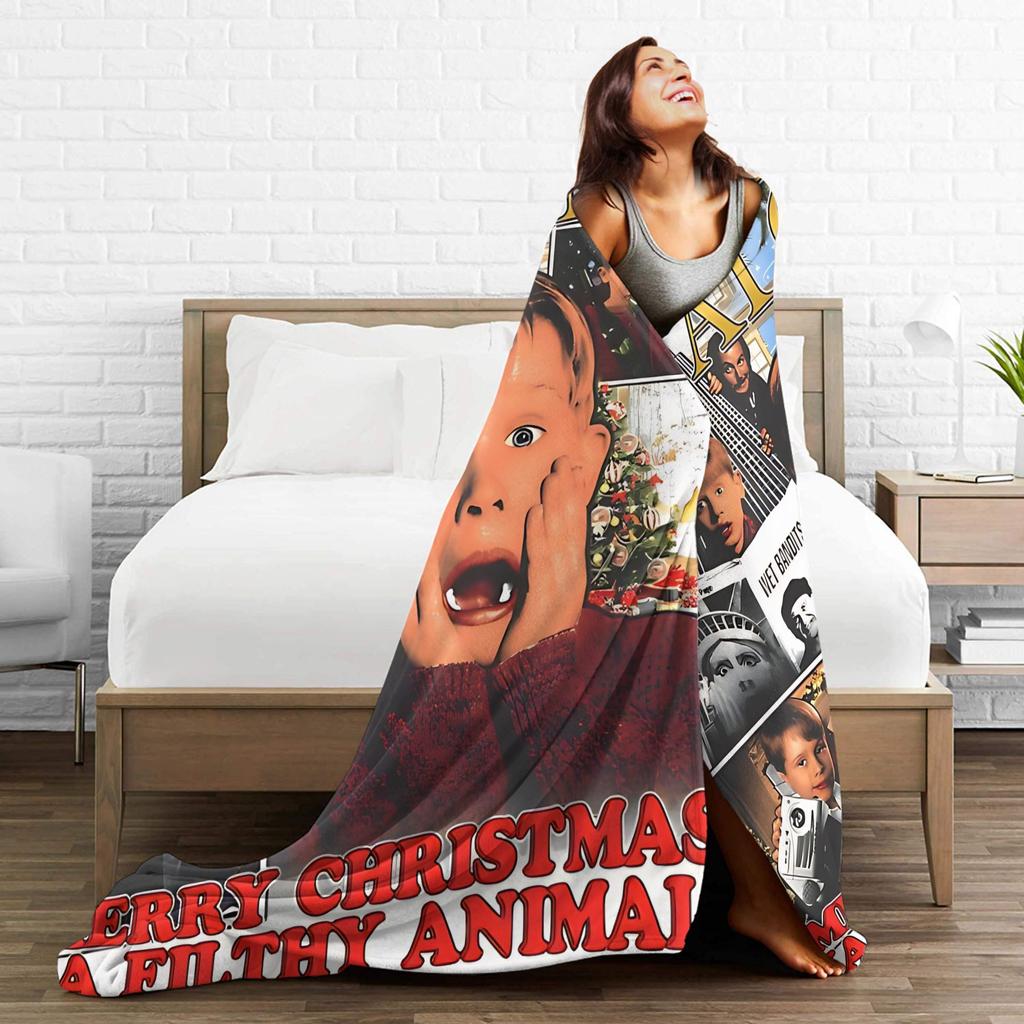 Home Alone Merry Christmas Blanket Camping Flannel Throw Blanket For Living Room Super Warm Custom Quality Bedspread Gift