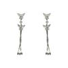 Sweet and exquisite super flash butterfly fringed earrings female, new face thin long earrings Internet celebrity earrings