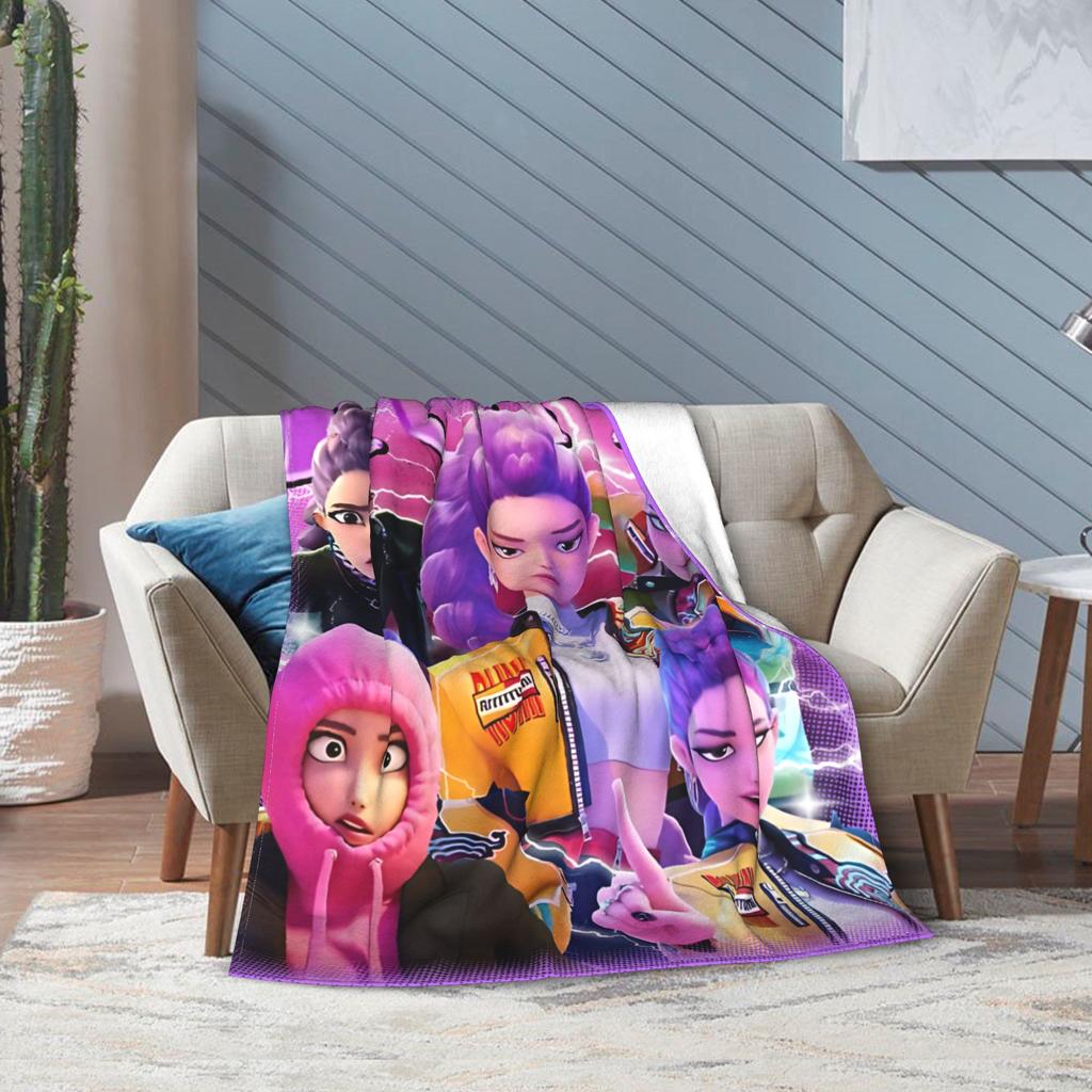 Huntrix HUNTRX Rumi Kpop Demon Hunters Dekens Pluizig Geweldig Warm Plaid voor Huis Winter