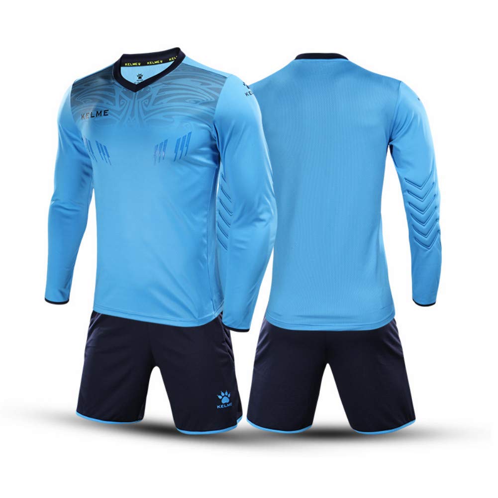 Kelme Men's Soccer Goalkeeper Match Training Spare Set Jacket and Pants (Blue, M)