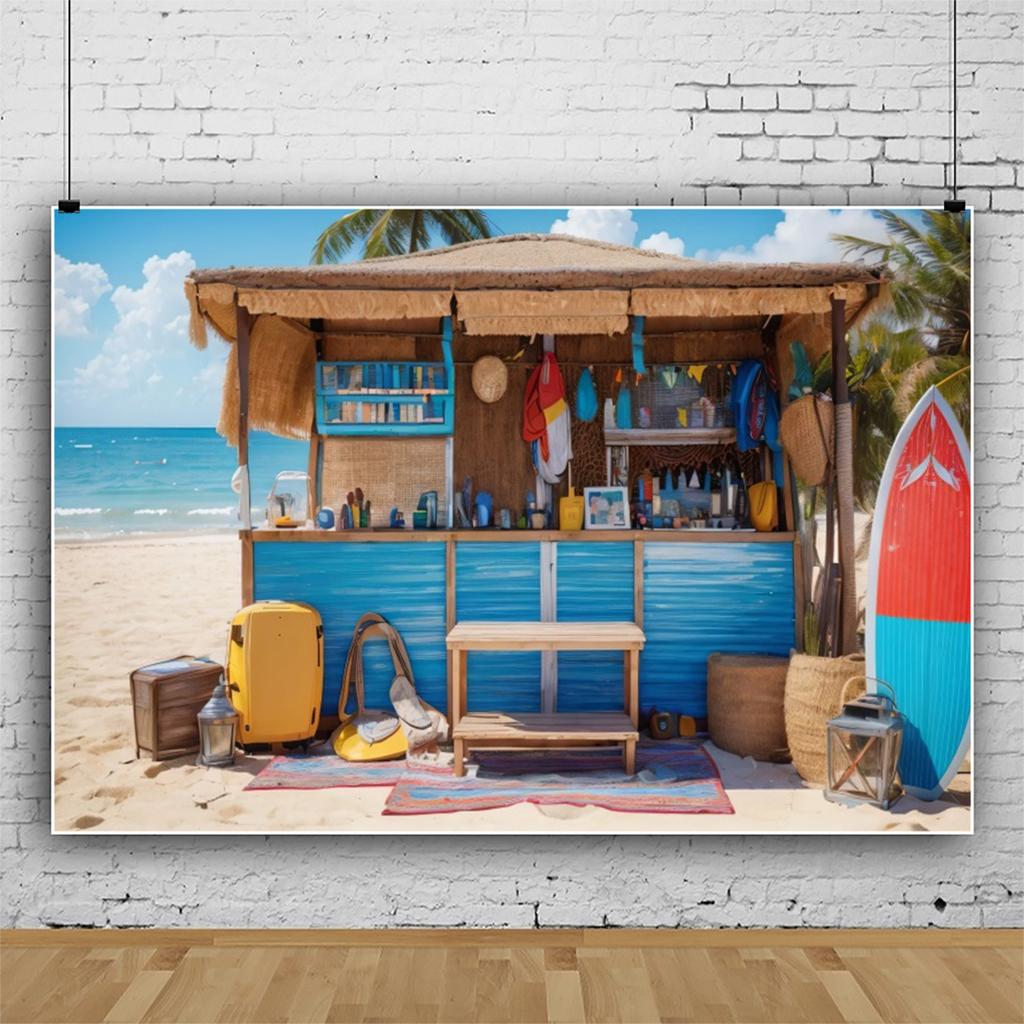 Summer Beach Hawaiian Background Tropical Floral Surfboard Aloha Sea Birthday Holiday Party Decoration Banner Photography Props