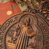 Saint Benedict Medal , Exorcism Plaque, Catholic Icon, Church, Religious Object, Baptism, Wood Carving Wall Decoration