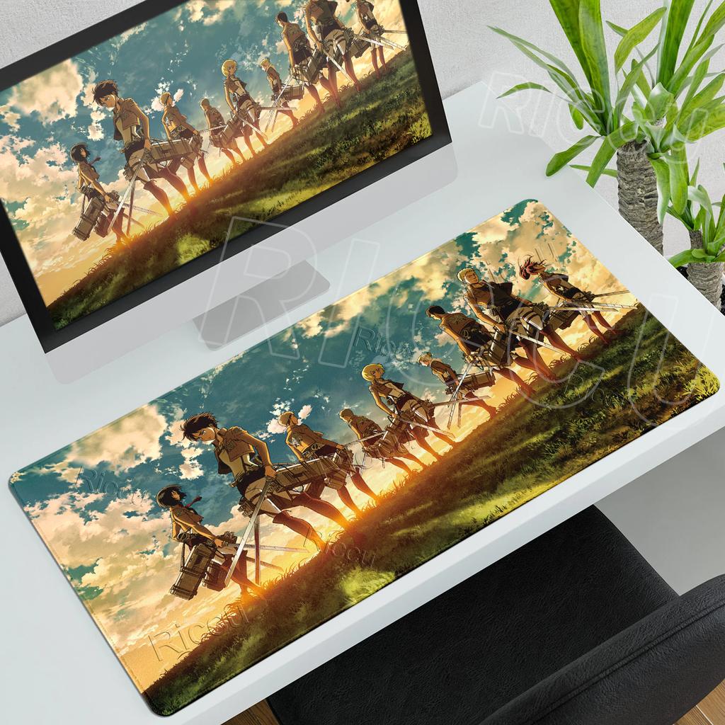 Podkładka pod mysz Anime Attack On Titan Komputerowa Antypoślizgowa Gamingowa Podkładka pod mysz XXL Krawędź Blokująca PC Laptop Klawiatura Mata pod mysz Akcesoria biurkowe