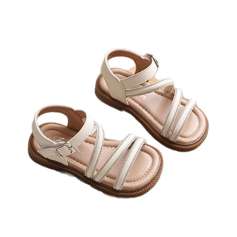 Girls Open Toe Sandals With Rhinestones Princess Style Shoes Toddler Kids