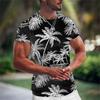 Summer Coconut Tree 3D Print T-Shirt Street Trendy Men's Wear Harajuku Style Casual Loose Round Neck T-Shirt Top