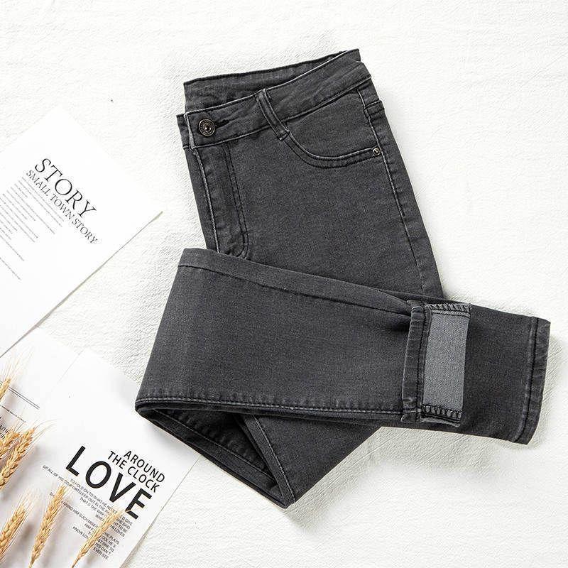 Women's High-Waist Fleece-Lined Skinny Jeans - Slimming Bodycon Pencil Pants for Autumn/Winter 2025