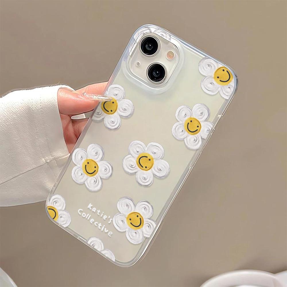 Coques de téléphone portable pour iPhone 11 13 15 Pro Max 12 14 Pro Max Coque iPhone 16 15 Plus 13 Pro 12 Texture givrée Fleurs de dessin animé peintes