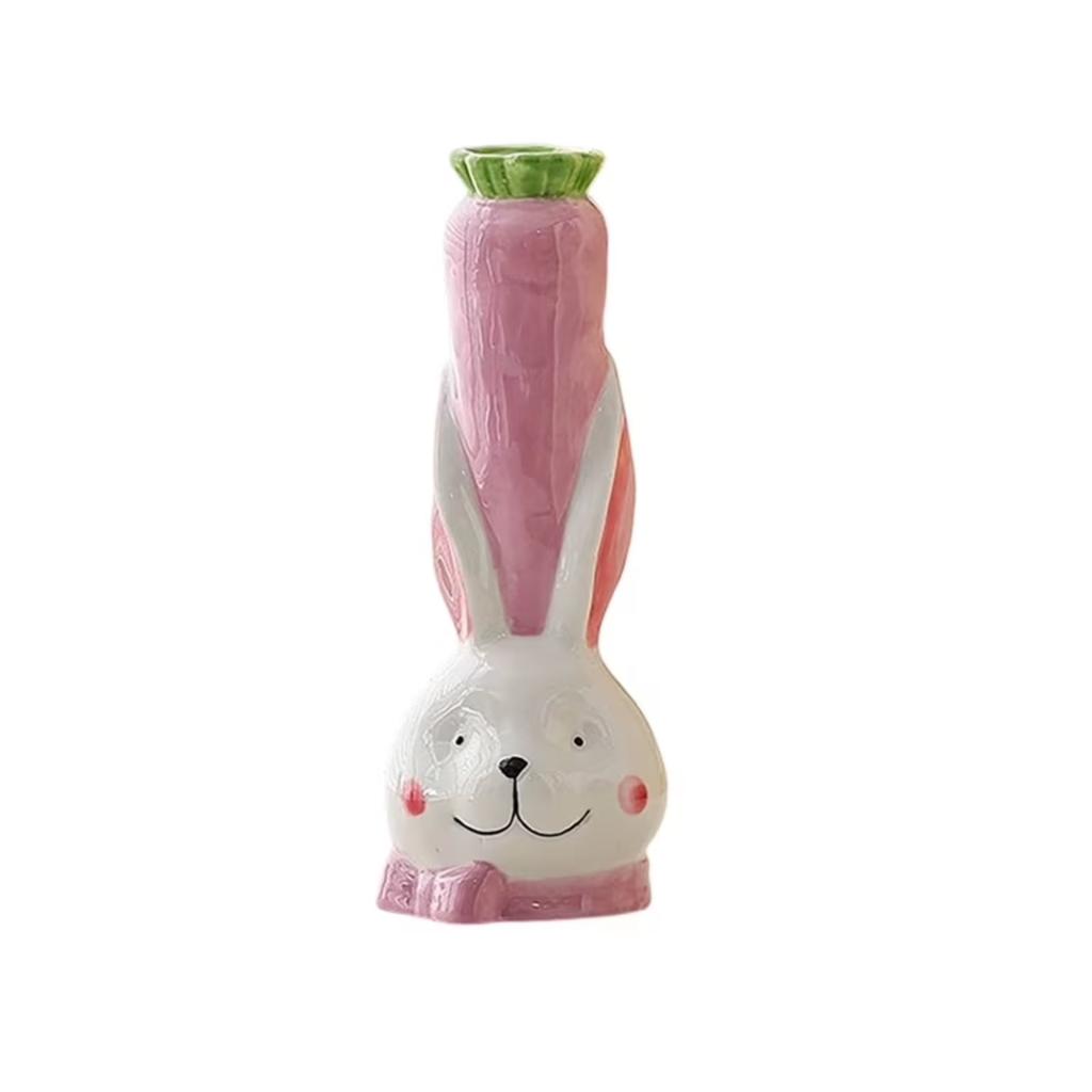 Vase Planter, Whimsical Bunny Sculpture For Home & Garden Decor, Dried Flower Holder, Unique Gift For Housewarming & Holidays