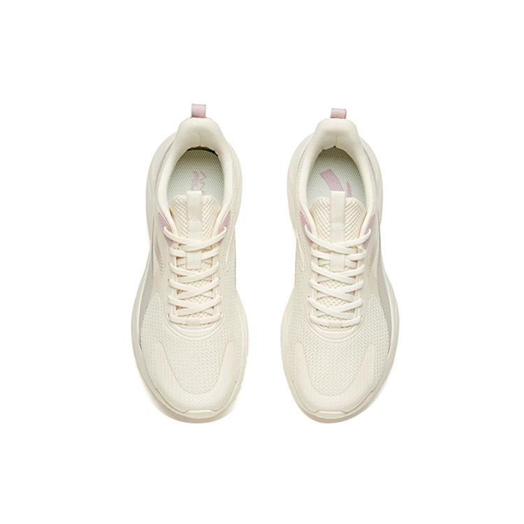 Anta Running Collection Mesh Abrasion Resistant Breathable Low top Running Shoes Women's Light Beige White 922035562-4