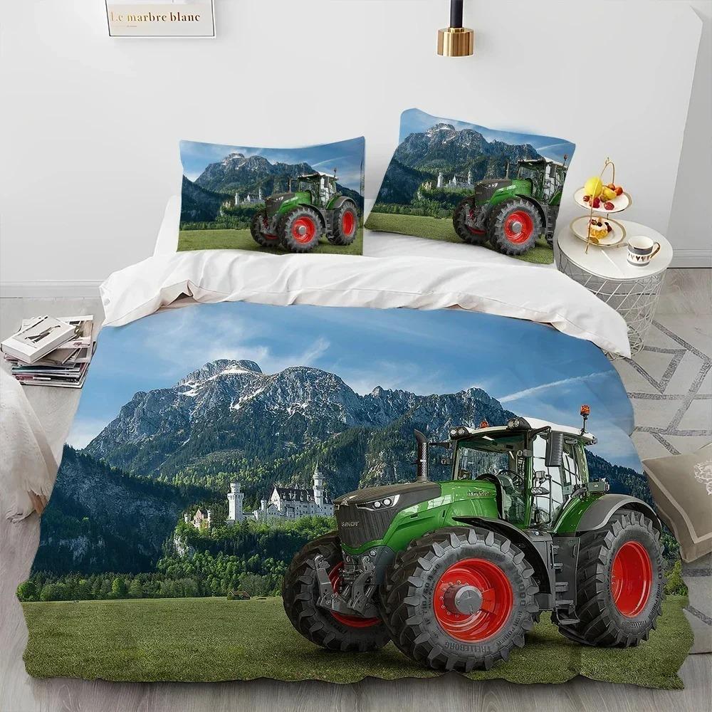 3D Auto Tractor Vrachtwagen Serie Beddengoed Set Slaapkamer Zacht Modern Dekbedovertrek Comfortabel Kinderen Jongeren Zacht Dekbedovertrek Comfortabele Dekbedovertrek En Kussensloop