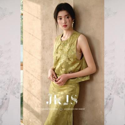 Women's Rayon Linen Jacquard New Chinese Style Vest