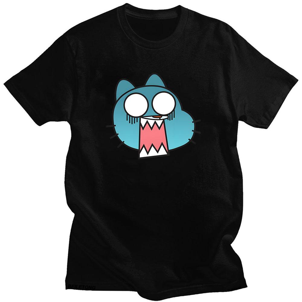 

Gumball T-shirt Cartoon Print Harajuku Kawaii Casual Tee-shirt Short Sleeve Cotton O-neck Tshirt Sudaderas Vintage Cute Clothing 4XL