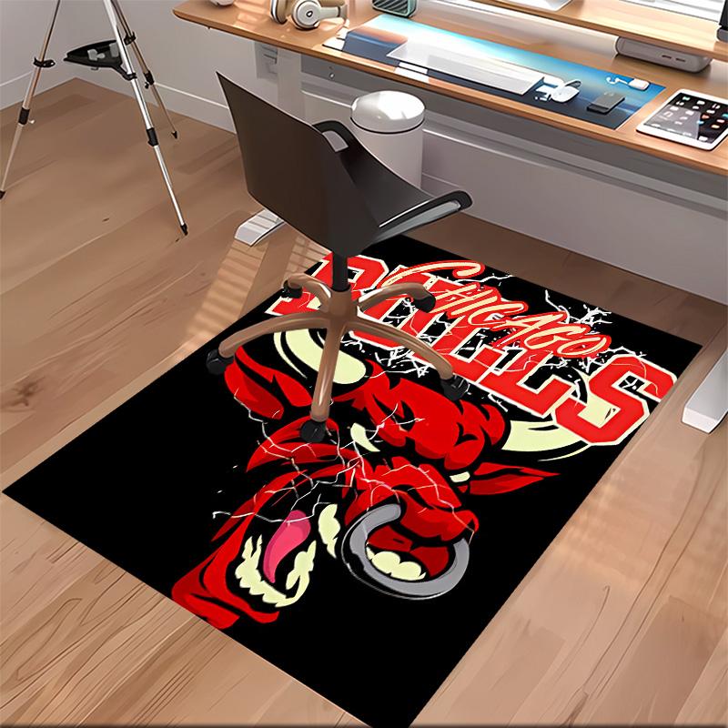Chicago Bulls logo Print Area Rug-Soft,Washable Non-Slip Indoor Mat Office Chairs,Living Room,Home Office Decorative Rug