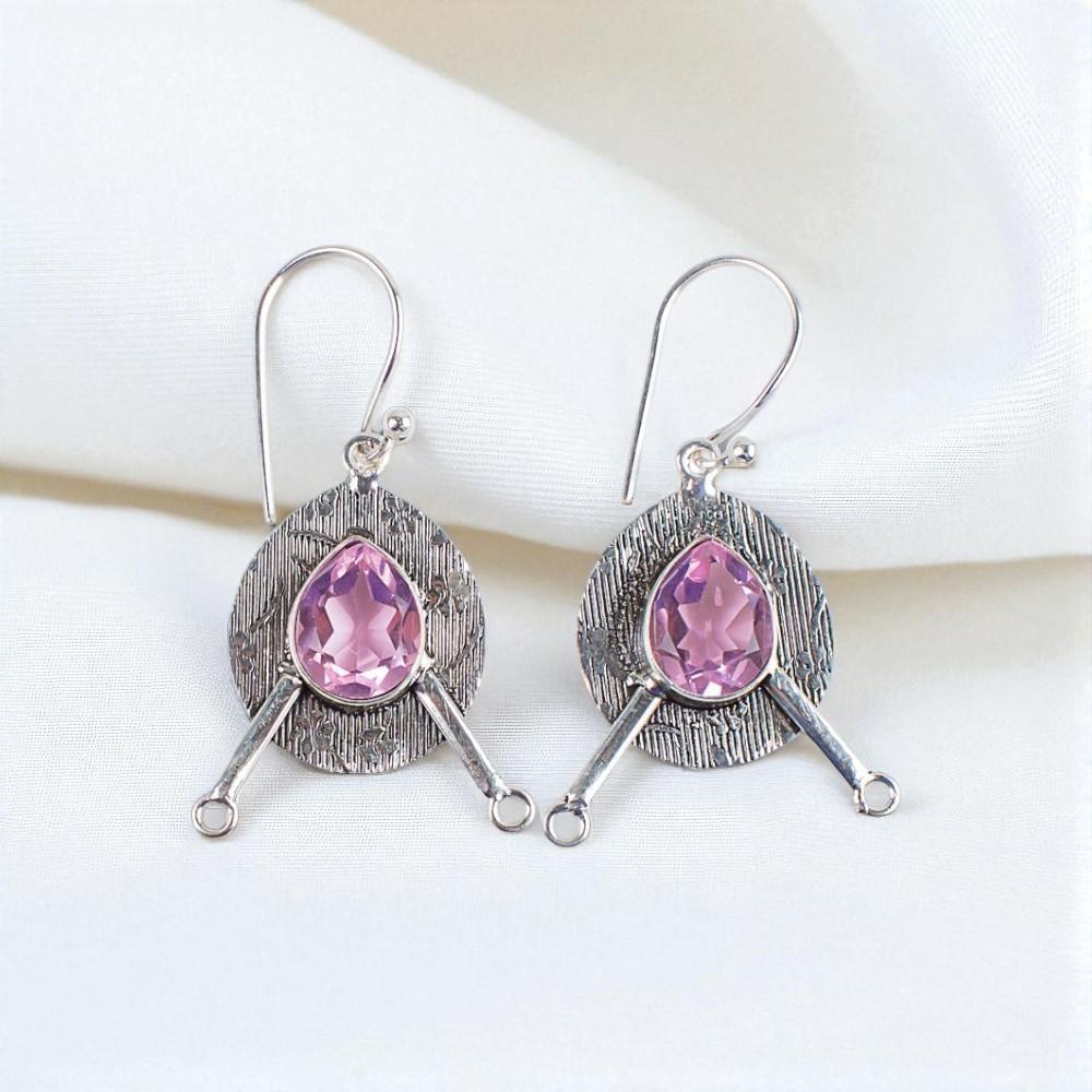 

Морганит Драгоценный камень Ювелирные изделия из серебра 925 пробы Ручной работы Серьги-подвески 1,86 EE-78-1