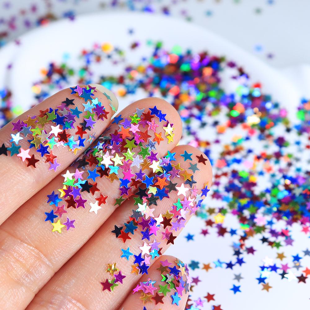 5g Laser Star Art Sequins - Five-Pointed Stars Nail Art Glitter Sequin Accessories, Holographic Pentagram Flake Nail Charms Decoration