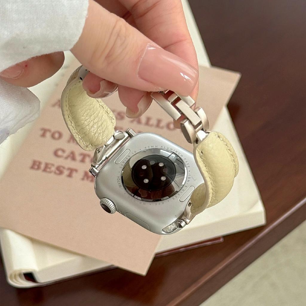 Watch Band For Apple Watch Series 10 Ultra 9 8 7 SE 6 5 4 3 2 1 46mm 49mm 45mm 44mm 42mm D-Shaped Buckle Leather Strap