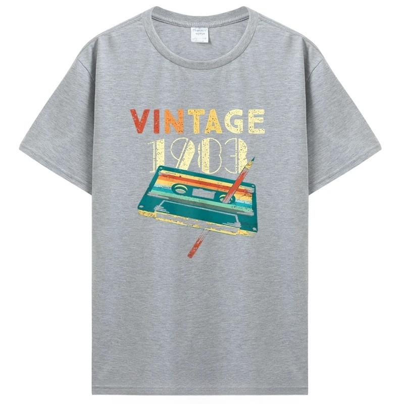 Birthday T Shirts for Unisex Women 1983 Old T Shirt Short Sleeve Graphic Tshirt Casual Clothing Tee Streetwear