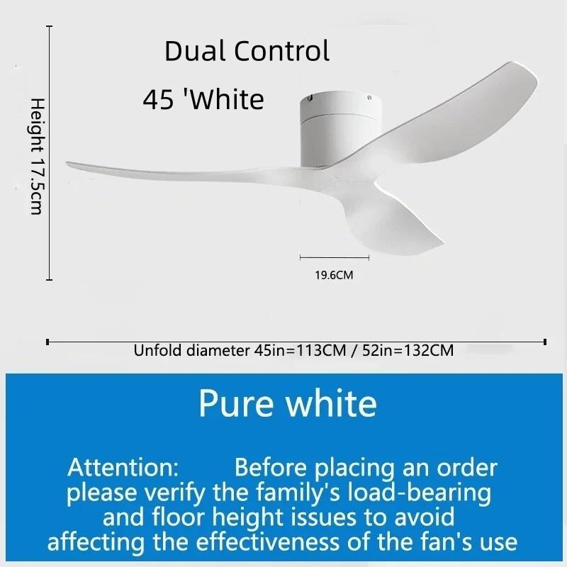 45/52" Nordic Ceiling Fan 35W DC Motor Low Noise Electric Fan 6 Wind Speeds Adjustable Home Restaurant Ceiling Fan