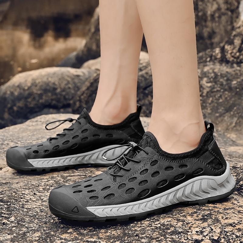 38-46 Summer Men's Large Handcrafted Mesh Breathable Hole Shoes Outdoor Casual Running Shoes Hiking Shoes