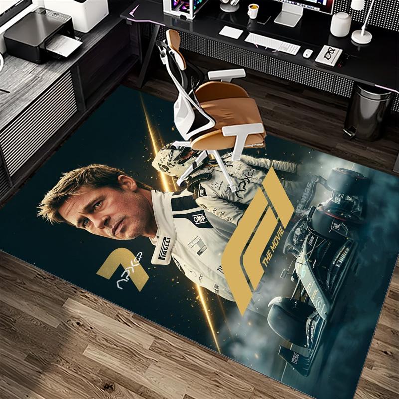 F1 Racing Movie Theme Character Print Area Rug Motorsport Non‑Slip Rectangular Floor Mat Living Bedroom Home Decor Racing Fan Carpet