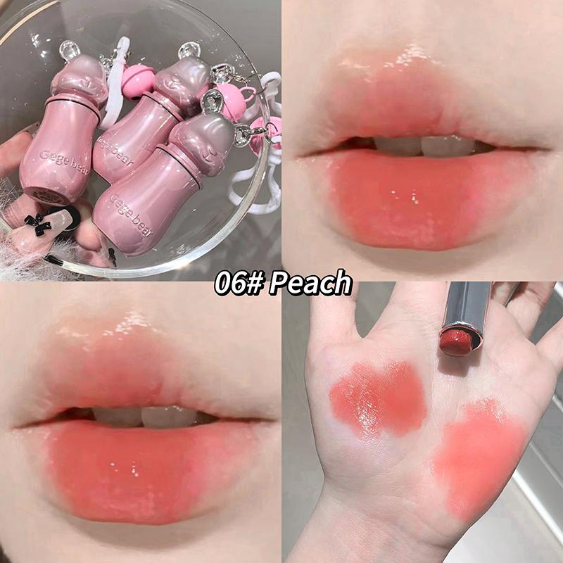 

Сладкий кулон-мишка Помада Gege Bear Зеркальные текстуры Матовый цвет Водянистая увлажняющая Милая черно-розовая упаковка