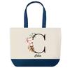 Sac Shopping - PLANETEE - Célia - Bleu - Motif Lettre Fleur - 40 X 45 Cm