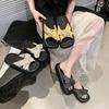 Fashion House Slippers Platform Butterfly-Knot Shoes Woman 2025 Pantofle Shale Female Beach Soft New Sabot Butterfly-knot Slides