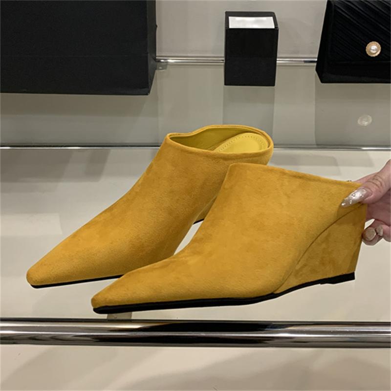 Mode Eilyken Street Style Spetsig Tå Kilar Höga Klackar Damslippers Mode Elegant Festklänning Mula Slip-on Skor