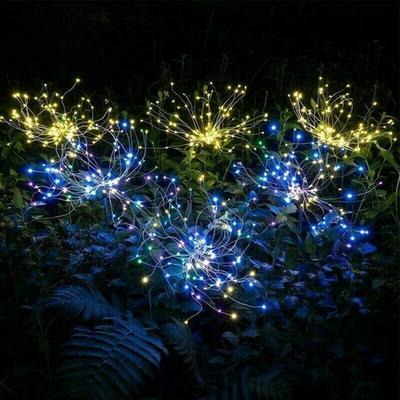 Outdoor Fireworks LED Solar Starburst Stake Waterproof