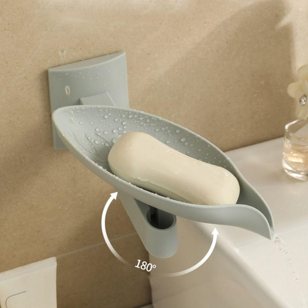 New Adjustable Soap Drain Rack 360 Rotatable Leaf Shape Bathroom Soap Holder Bathroom Accessories Wall Mounted Soap Box