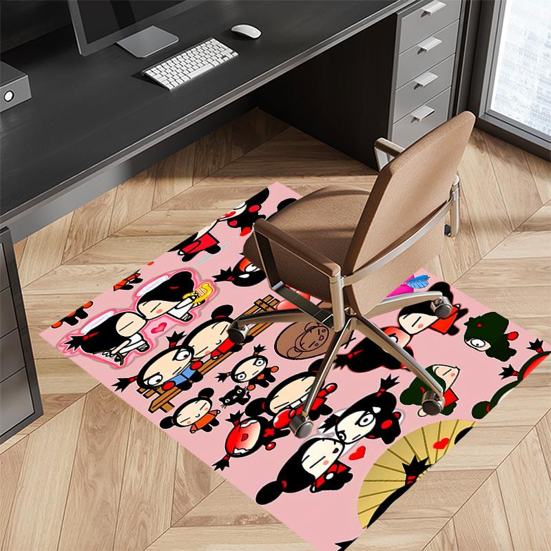 1pc Pucca3 Print Area Rug - Soft, Washable Non-Slip Indoor Mat for Office Chairs, Living Room, Home Office Decorative Rug