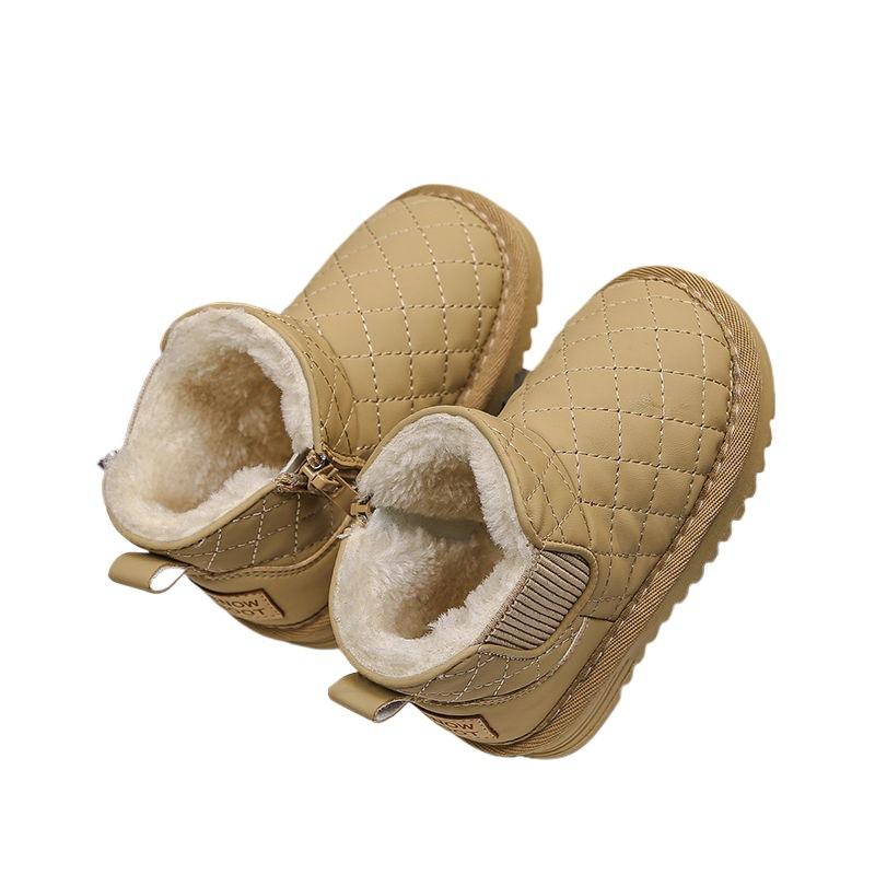 Children's snow boots girls winter 2025 new cotton shoes toddler shoes fleece shoes baby thickened men's winter shoes