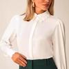 2024 Autumn Women's Fashion Lace Collar Solid Color Versatile Shirt
