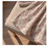 2026 Autumn French-Korean Style Doll Collar Girls' Printed Long Sleeve Dress with Ruched Skirt