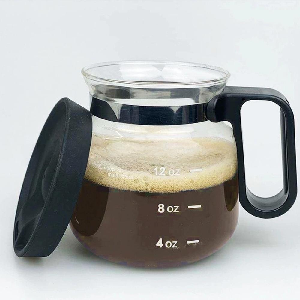 16 Oz Large Capacity High Borosilicate Glass Coffee Pot Heat Resistant Clear Tape Handle Straw Style Silicone Cup Lid Coffee Pot