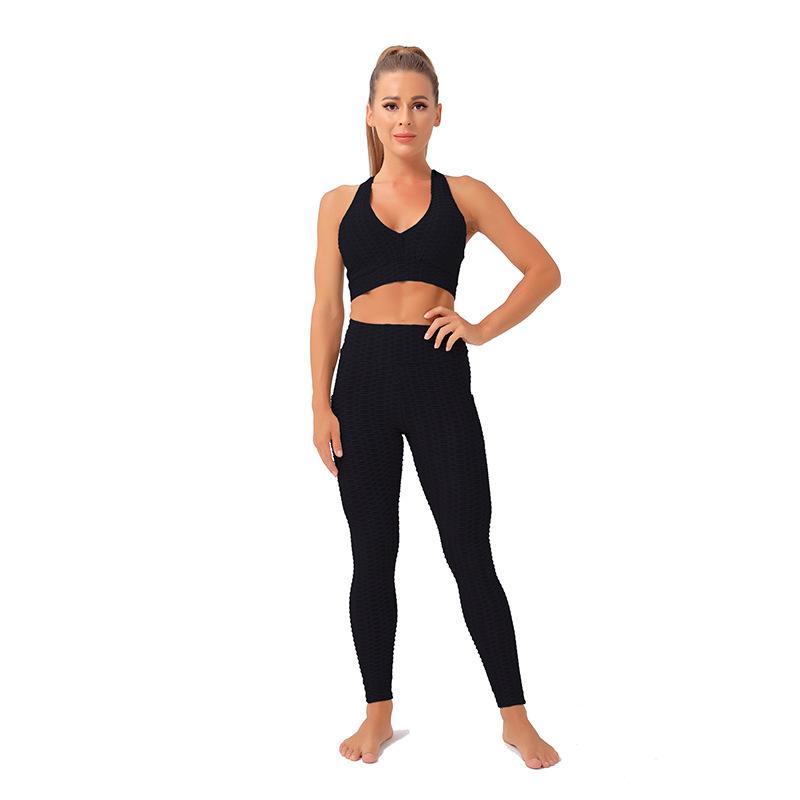 

Женский спортивный костюм для йоги, модный быстросохнущий спортивный бюстгальтер, противоударные штаны для йоги, костюм для фитнеса XL чёрный