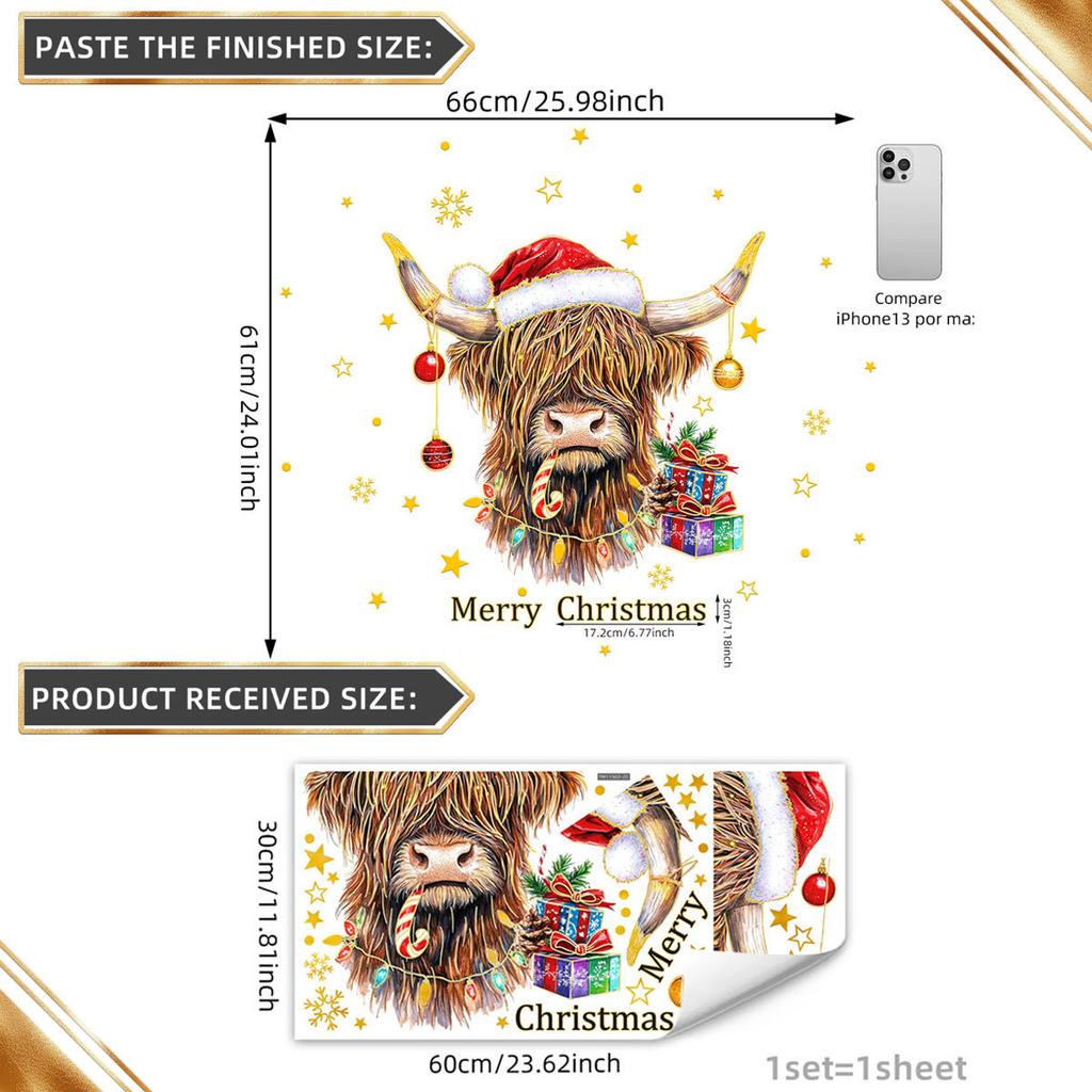 A Variety Of Hand-Painted Christmas Atmosphere Animal Bronzing Wall Stickers Decorate Children'S Room Bedroom Background Self-Adhesive Wall Stickers
