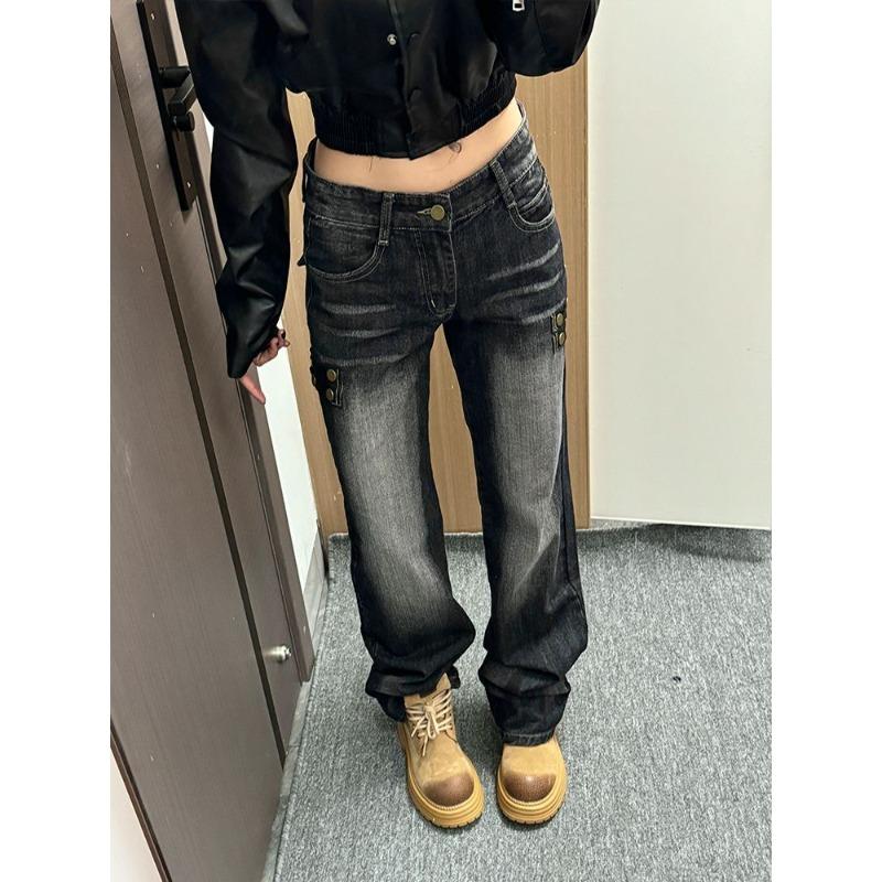 High Waist Straight Leg Jeans for Women Plus Size American Retro Loose Fit Wide Leg Trousers