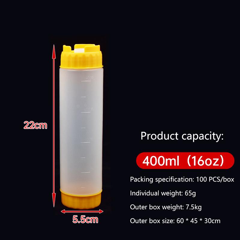

Double Head Squeeze Sauce Bottle 16Oz 20Oz 24Oz In First Out First Squeeze Bottles Plastic Large Capacity 1Pc 400ML жовтий