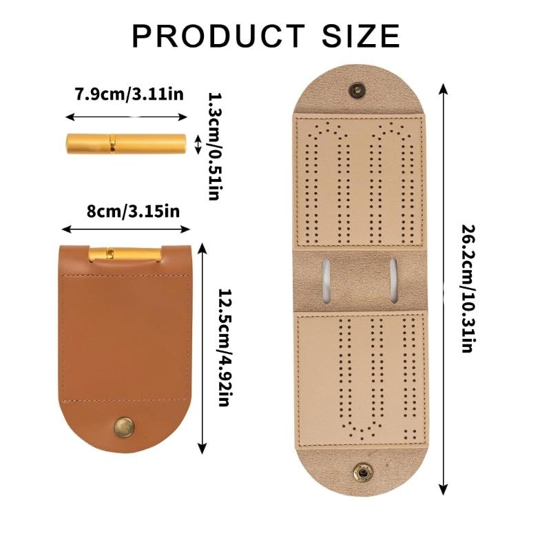 Faltbarer Cribbage-Spielbrett mit Metallstiften Tragbares Leder-Cribbage-Brettspiel-Set Einzigartiges 2-Spuriges Cribbage-Brett Langlebig