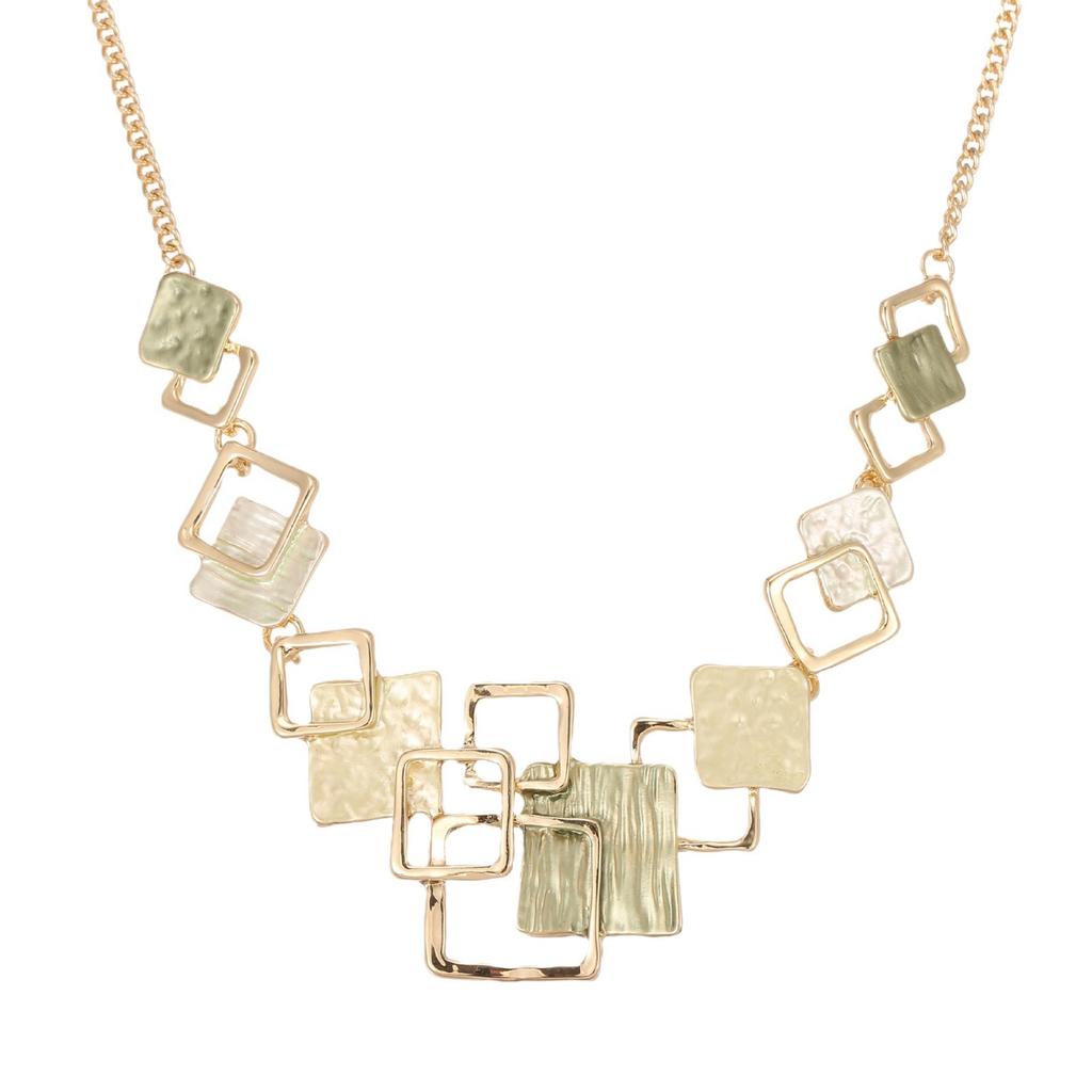 Zestaw kolczyków-naszyjników z geometrycznymi kwadratowymi zdobieniami w kolorze olejnym, transgraniczny, bransoletka-naszyjnik, wysokiej jakości zestaw biżuterii damskiej