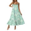 Women's Long Beach Casual Elegant Spaghetti Strap Maxi Dress Stitching Low-key Flowing Bohemian Dress