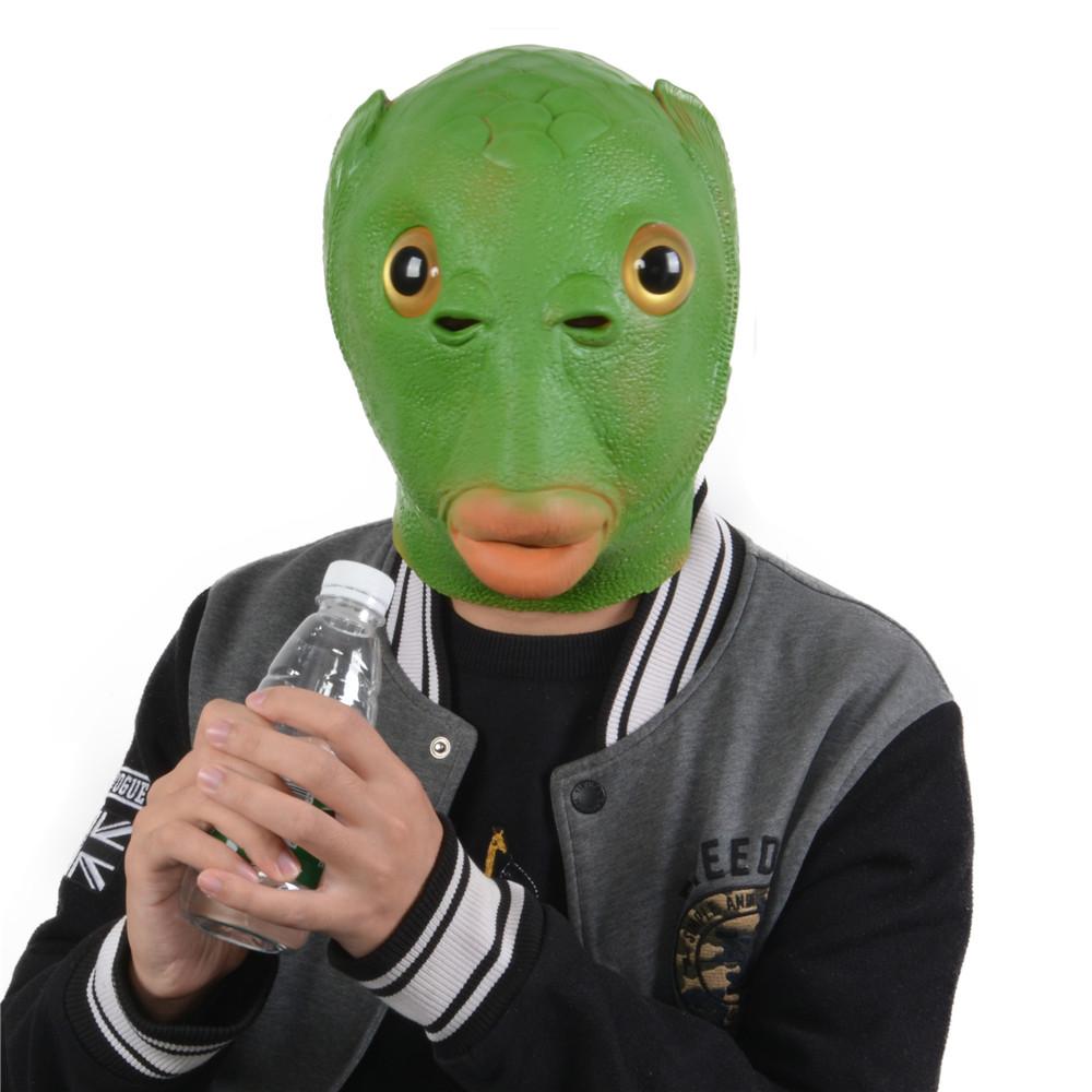 Creepy Halloween Cosplay Masks Green Fish Head Mask Halloween Party Props Adult Latex Masks for Halloween