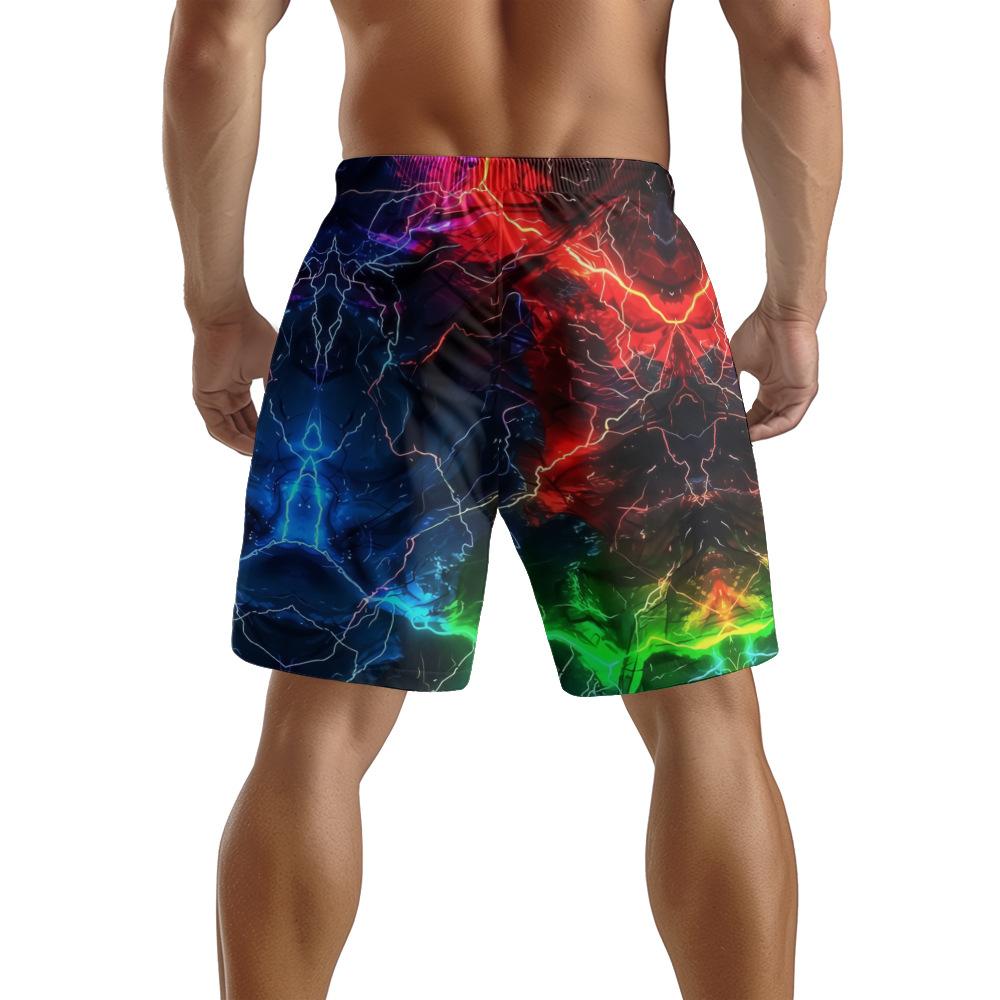 European And American Dark Natural Lightning Element Men'S Casual Shorts Beach Pants