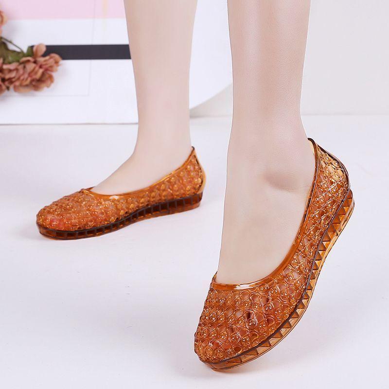 Sandálias para Mulheres Fashionáveis Versáteis Antiderrapantes Resistentes ao Desgaste Jelly Transparentes Confortáveis para Usar ao Ar Livre no Verão