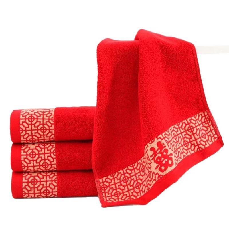 Window Decorations Wedding Celebration Cotton Towels Couple Celebration Plain Color Return Gifts Big Red Gauze