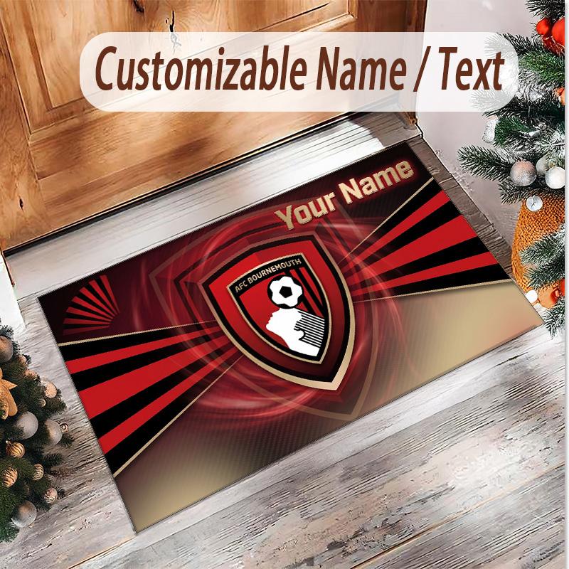 Personalized Crystal Velvet Carpet Bournemouth Football Pattern Non Slip Floor Rug