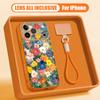 INS Watercolor Floral Hand Strap Case For iPhone 17 Pro Max Hybrid TPU+PC Magnetic For Magsafe Matte Cover For iPhone 16 15 14 13 Pro Max