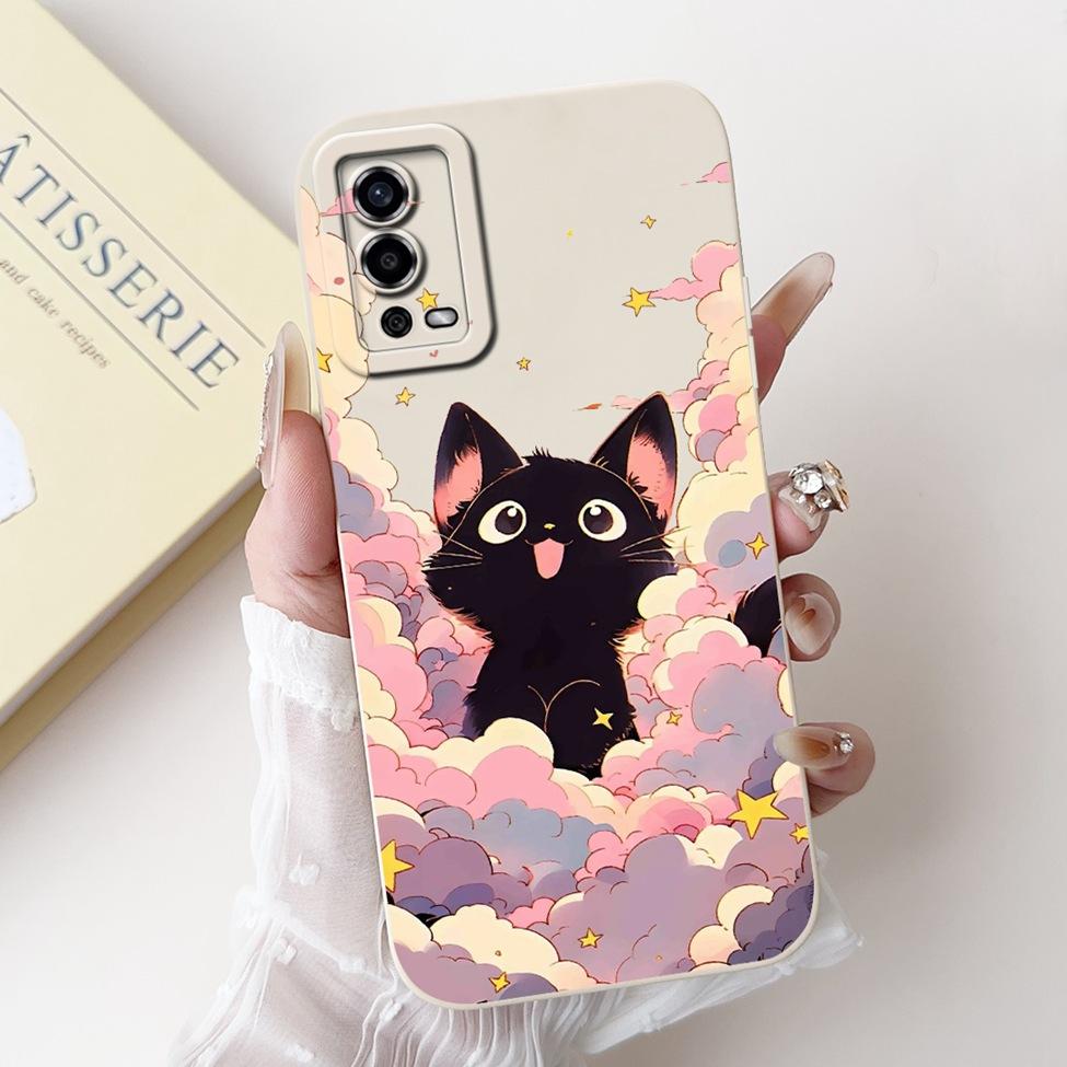 For Oppo A55 4G Case CPH2325 Silicone Cute Cat Fashion Butterfly Flowers Love Painted Cover For Oppo A55 4G Phone Case